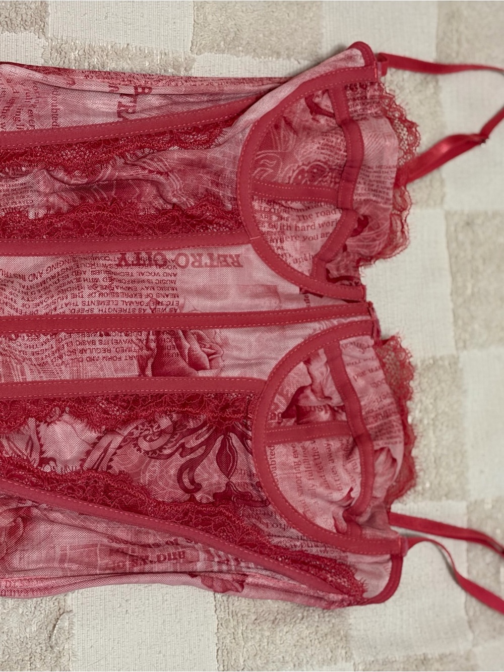 SHEIN Red Lace Sheer Bustier Camisole